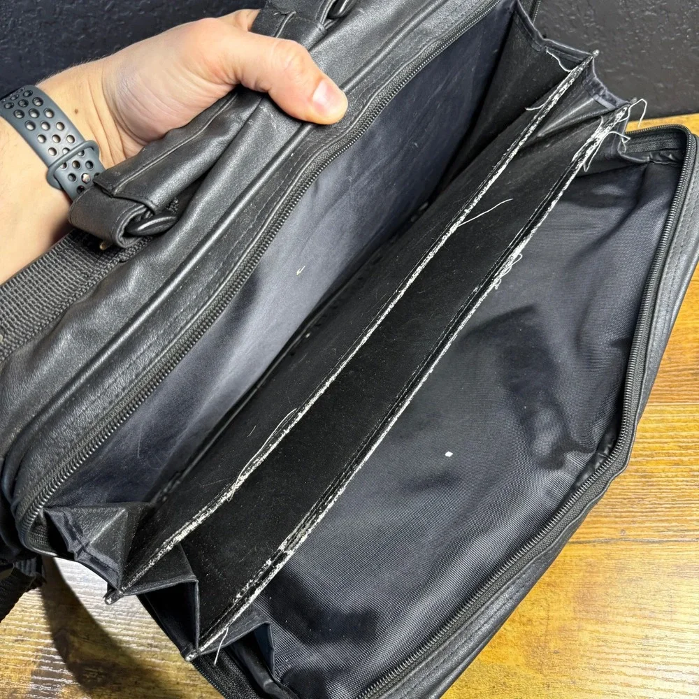 Firenze Messenger Bag Black Synthetic Leather Briefcase Unisex One Size‎
